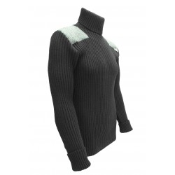 Ghillie - Roll Neck Woolly Pully Sweater with Harris Tweed patches