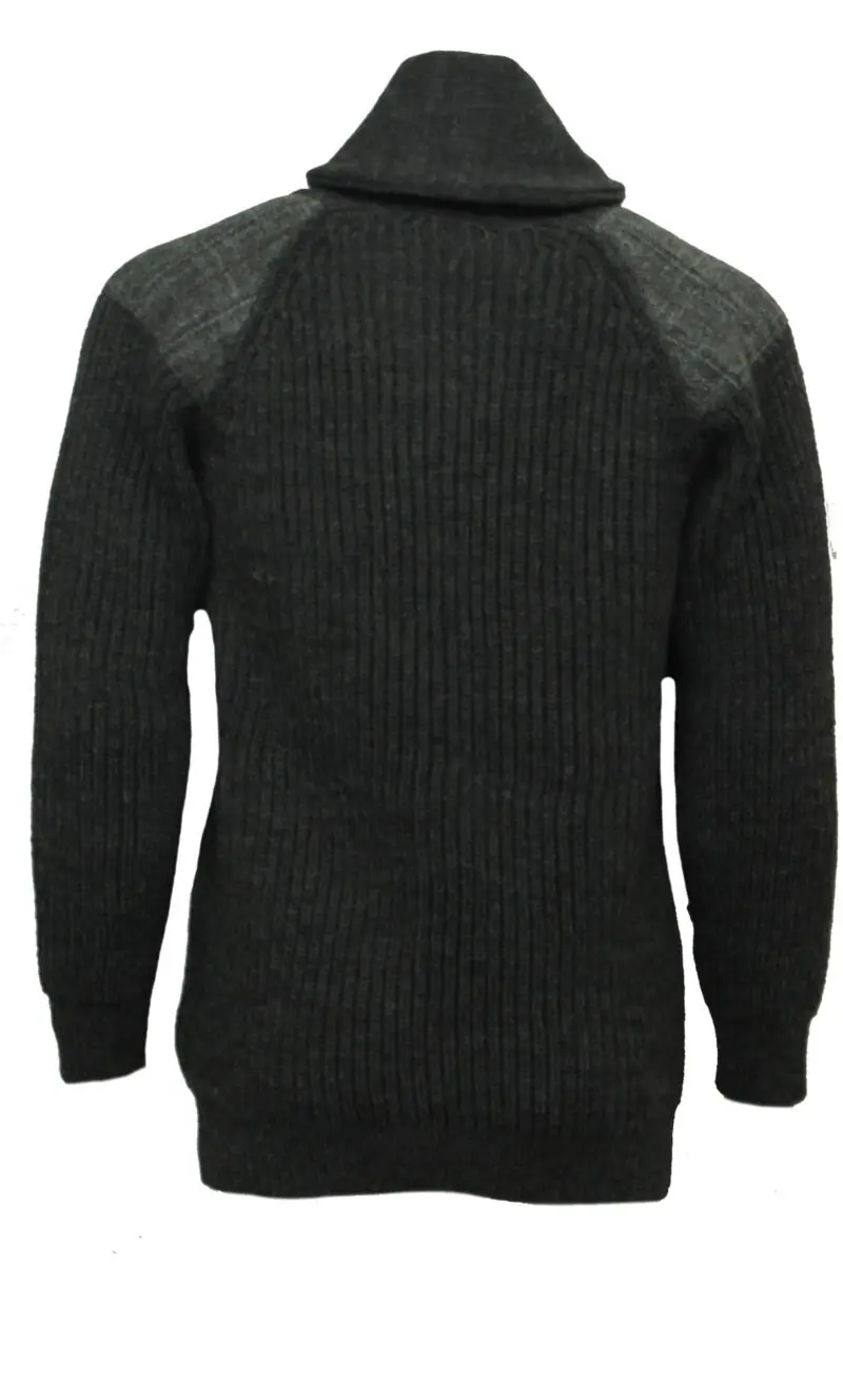 Byreman - Chunky knit Shawl Collar Sweater with Harris Tweed patches